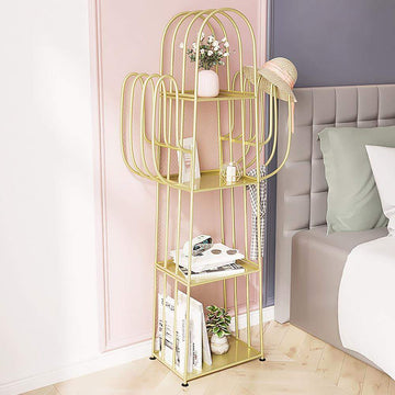 Gold Nightstand Shelf Metal Cactus Shape Bedside Shelves Modern Wall Decor Bedroom-Bookcases & Bookshelves,Furniture,Office Furniture
